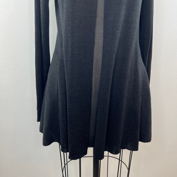 EILEEN FISHER Black Organic Linen Open-Front Cardigan Sweater Lightweight Knit S - Picture 2 of 8